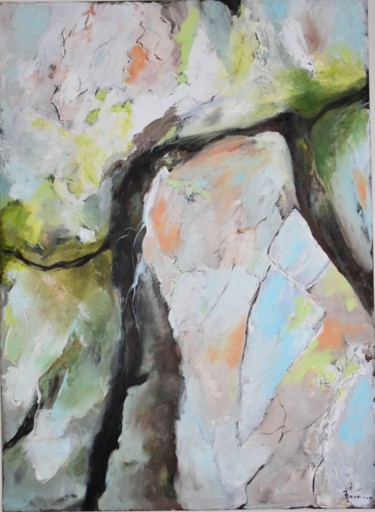 Ζωγραφική με τίτλο "Écorce de printemps…" από Mireille Matricon, Αυθεντικά έργα τέχνης, Λάδι Τοποθετήθηκε στο Ξύλινο φορείο…