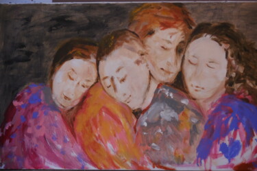 Painting titled "Les Amis" by Mireille Naxara, Original Artwork, Acrylic