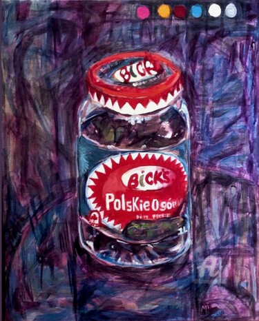 Peinture intitulée "Cornichons 1L" par Mireille Potvin, Œuvre d'art originale, Acrylique