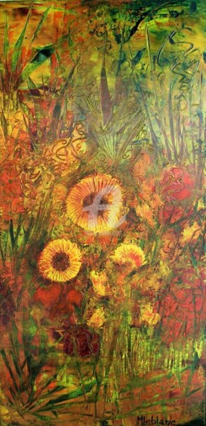 Painting titled "" Fleurs Champètres…" by Mireille Renée Leblanc, Original Artwork, Acrylic