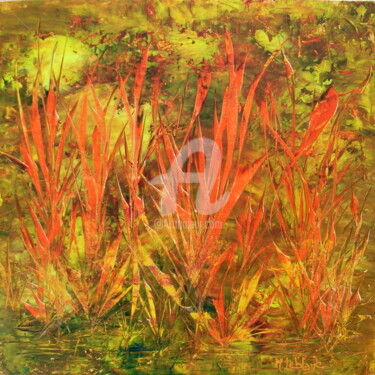 Peinture intitulée "" Buissons Ardents "" par Mireille Renée Leblanc, Œuvre d'art originale, Acrylique