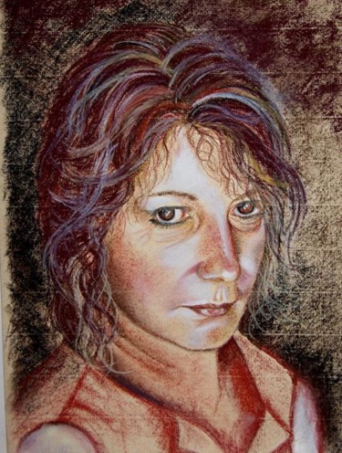 Painting titled "autoportrait" by Mireille Cauchi-Boulmet, Original Artwork