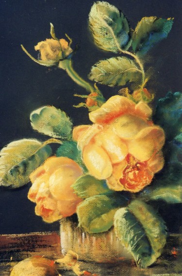 Pintura intitulada "LES ROSES D'AUTREFO…" por Mireille Herrmann, Obras de arte originais