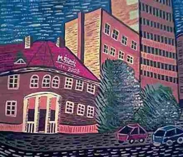 Painting titled "hospital in Gdynia" by Mirek Sledz, Original Artwork, Oil