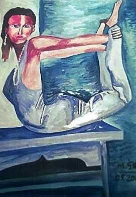 Painting titled "hatha yoga" by Mirek Sledz, Original Artwork, Oil