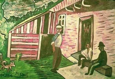 Painting titled "farmers" by Mirek Sledz, Original Artwork, Oil