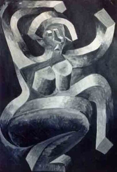 Painting titled "iron woman" by Mirek Sledz, Original Artwork, Oil