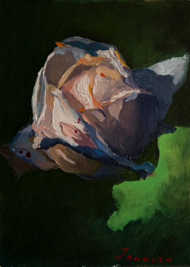 Painting titled "Rose" by Mirel Valentin Ionascu, Original Artwork, Oil Mounted on Cardboard