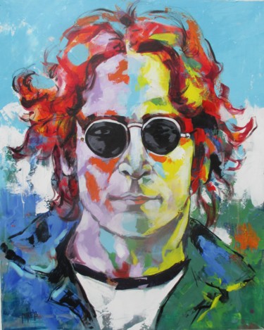 Schilderij getiteld "John Lennon" door Mirela Balan, Origineel Kunstwerk, Acryl