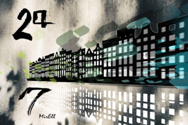 Digitale Kunst getiteld "The city never slee…" door Mirell, Origineel Kunstwerk, Collages