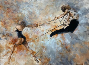 Painting titled "Dancing with a rope" by Miri Baruch, Original Artwork, Acrylic