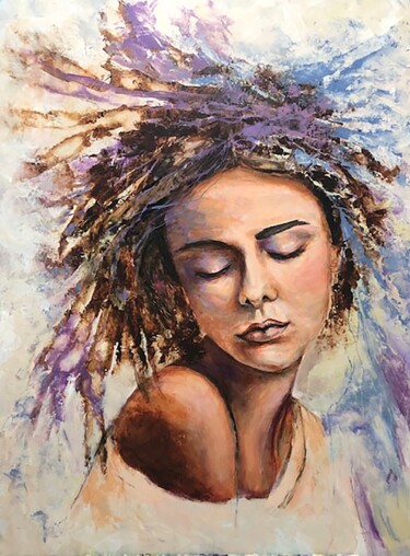 Pintura titulada "Curly heair" por Miri Baruch, Obra de arte original, Acrílico