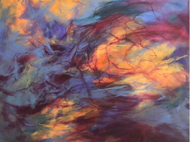Peinture intitulée "Purple sky" par Miri Baruch, Œuvre d'art originale, Acrylique