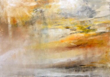 Painting titled "Yellow sunrise" by Miri Baruch, Original Artwork, Oil