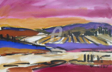Pittura intitolato "ciel rose" da Miriam Hartmann, Opera d'arte originale, pigmenti