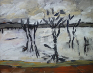 Peinture intitulée "Inondation Val de S…" par Miriam Hartmann, Œuvre d'art originale, Pigments