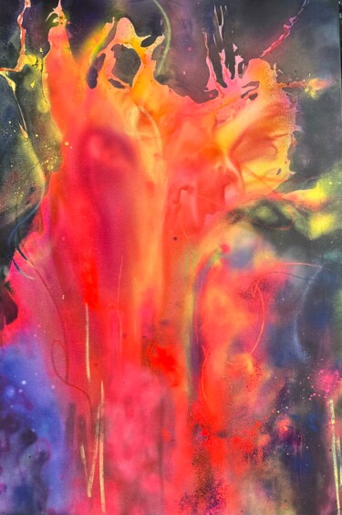 Pittura intitolato "Emergency Bloom" da Miriam Smidt, Opera d'arte originale, Inchiostro Montato su Telaio per barella in le…