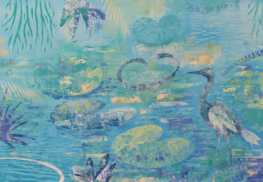 Schilderij getiteld "The hidden lake" door Miriam Van Cleemput, Origineel Kunstwerk, Olie