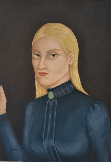 Pintura intitulada "Mulher Obscura" por ℳ𝒾𝓇𝒾𝒶𝓃 𝒜𝒷𝓇𝑒𝓊, Obras de arte originais, Óleo Montado em Armação em madeira