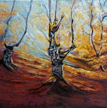 Painting titled "Autumn forest" by Mirian Nyitrai, Original Artwork, Oil