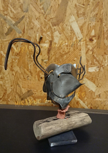 Sculpture titled "Oiseau SPATULE à pe…" by Mirinbeaujolais - Mirabelle, Original Artwork, Metals