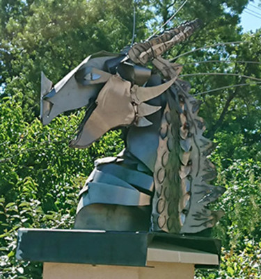 Scultura intitolato "Dragon" da Mirinbeaujolais - Mirabelle, Opera d'arte originale, Metalli