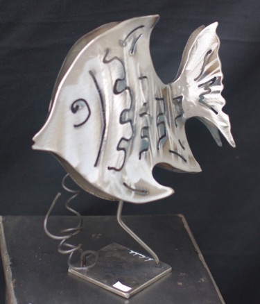 Sculpture titled "Ecailles d'acier -…" by Mirinbeaujolais - Mirabelle, Original Artwork, Metals