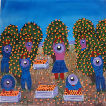 Painting titled "Laranjas do Brasil" by Mirinho, Original Artwork, Acrylic