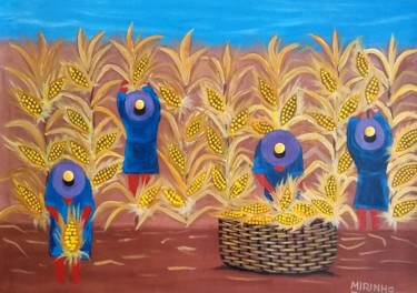 Pintura titulada "Colheita de milho" por Mirinho, Obra de arte original, Acrílico