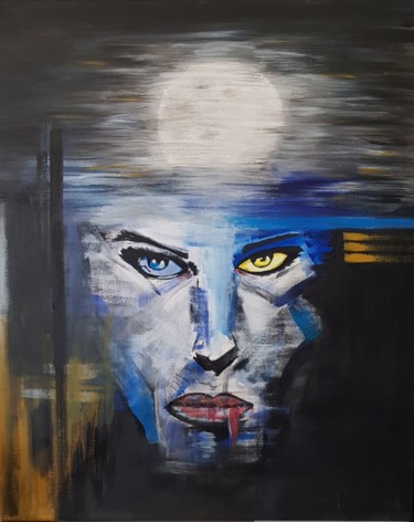 Peinture intitulée "nuit noir" par Mirka Litwinska, Œuvre d'art originale, Acrylique