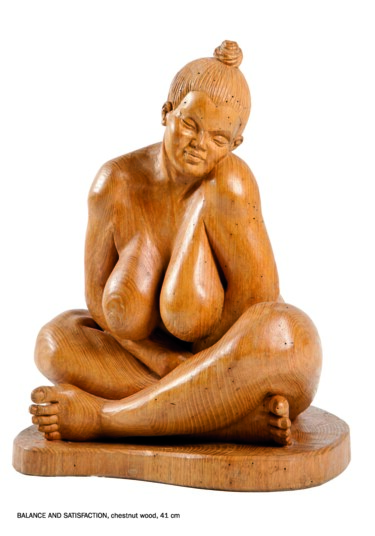 Skulptur mit dem Titel "Balance end satisfa…" von Mirko Morodet, Original-Kunstwerk, Holz
