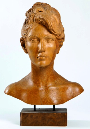 Sculptuur getiteld "Portrait" door Mirko Morodet, Origineel Kunstwerk, Hout