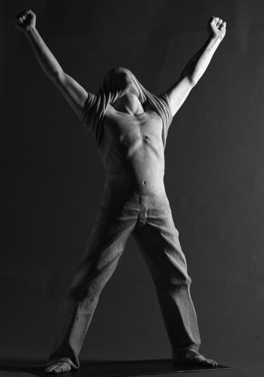 Скульптура под названием "Libertà-self-portra…" - Mirko Morodet, Подлинное произведение искусства, Дерево