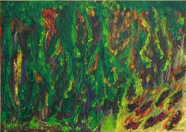 Pittura intitolato "Jungle in flames" da Mirkoangel, Opera d'arte originale, Altro