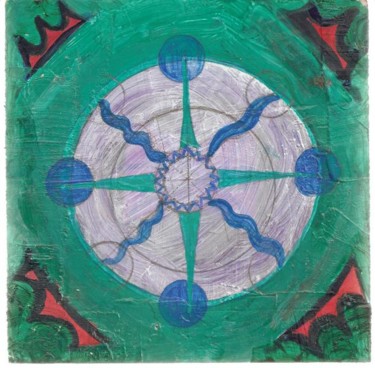 Painting titled "Mandala de los Cuat…" by Mirna Salamanques, Original Artwork, Oil