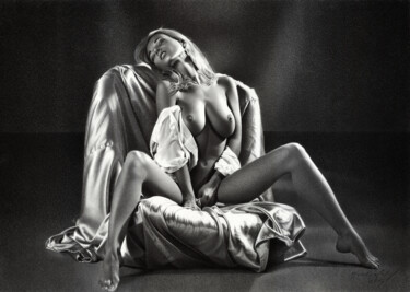 SILKY TOUCH Drawing titled "SILKY TOUCH" by Miro Gradinšćak, Original Artwork, Graphite Mounted on Cardboard