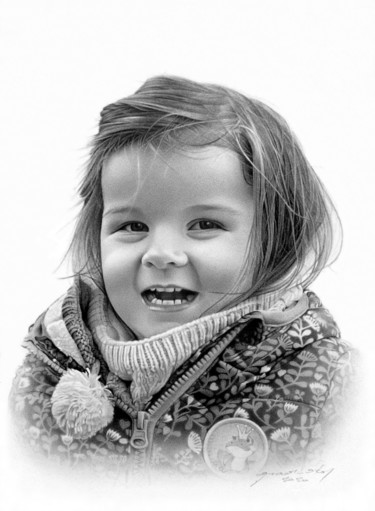 Drawing titled "SWEET LITTLE GIRL" by Miro Gradinšćak, Original Artwork, Graphite
