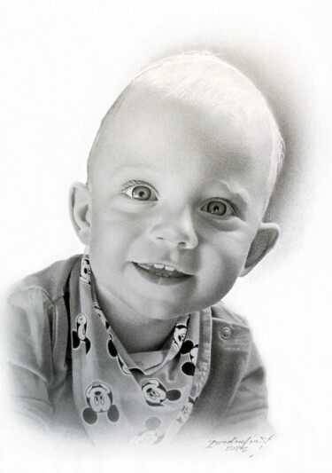 Drawing titled "SWEET LITTLE BOY" by Miro Gradinšćak, Original Artwork, Graphite