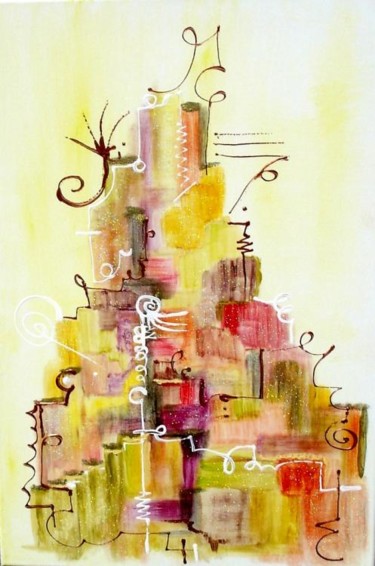Peinture intitulée "La tour magique- Li…" par Miroir Des Emotions Atelier D'Expression  Issoudu, Œuvre d'art originale