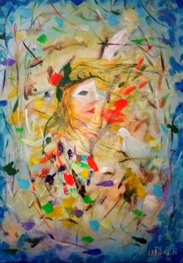 Pintura titulada "La primavera" por Miroslav Spadrna, Obra de arte original, Acrílico Montado en Bastidor de camilla de made…