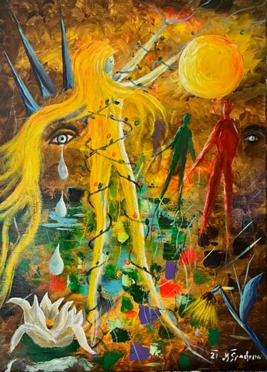 绘画 标题为“Alma de una mujer” 由Miroslav Spadrna, 原创艺术品, 丙烯 安装在木质担架架上