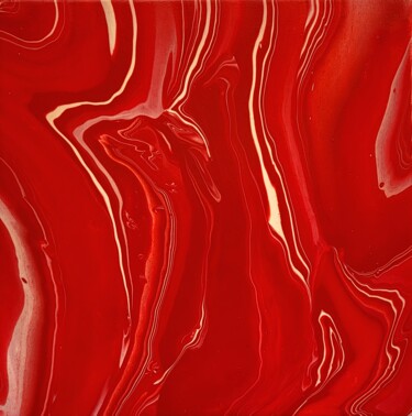 Painting titled "Abstraction - Red" by Miroslava Samoshkina, Original Artwork, Acrylic