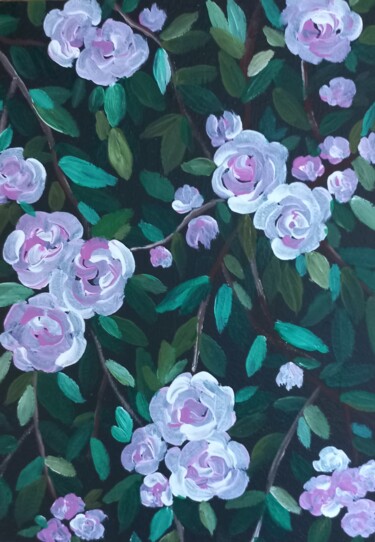 Painting titled "Pink roses" by Miroslava Samoshkina, Original Artwork, Acrylic