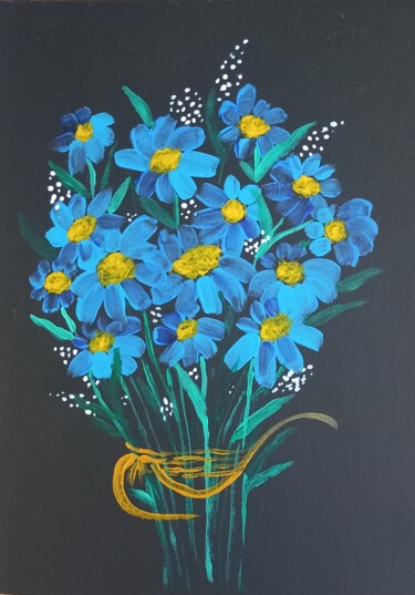 Картина под названием "Field flowers" - Miroslava Samoshkina, Подлинное произведение искусства, Акрил