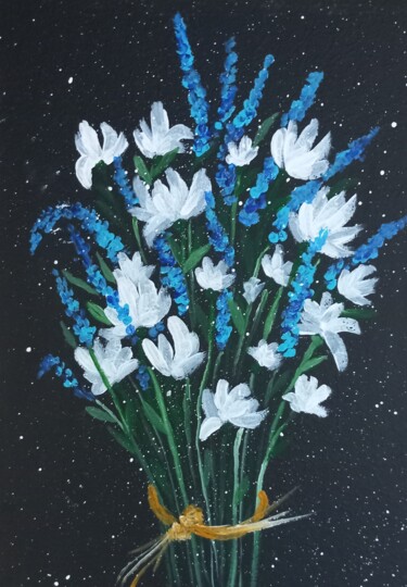Schilderij getiteld "Field flowers bouqu…" door Miroslava Samoshkina, Origineel Kunstwerk, Acryl