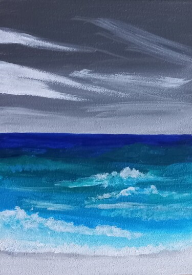 Pittura intitolato "Evening ocean" da Miroslava Samoshkina, Opera d'arte originale, Acrilico