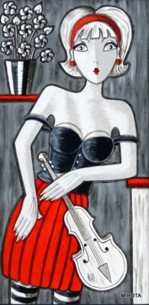 Peinture intitulée "Violon blanc" par Mirota, Œuvre d'art originale