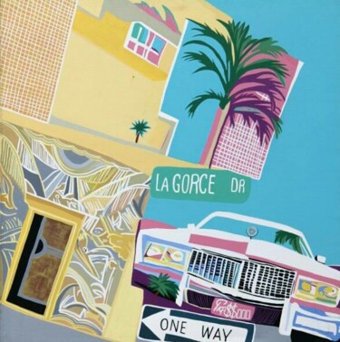 Painting titled "La Gorce Drive" by Mirou Navalon, Original Artwork, Acrylic Mounted on Wood Stretcher frame