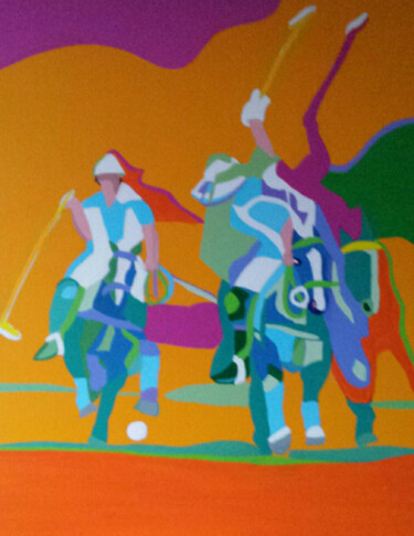Картина под названием "A la lutte" - Mirou Navalon, Подлинное произведение искусства, Акрил Установлен на Деревянная рама дл…