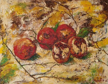 Painting titled "Granatäpfel I" by Mirsada Masal, Original Artwork, Oil